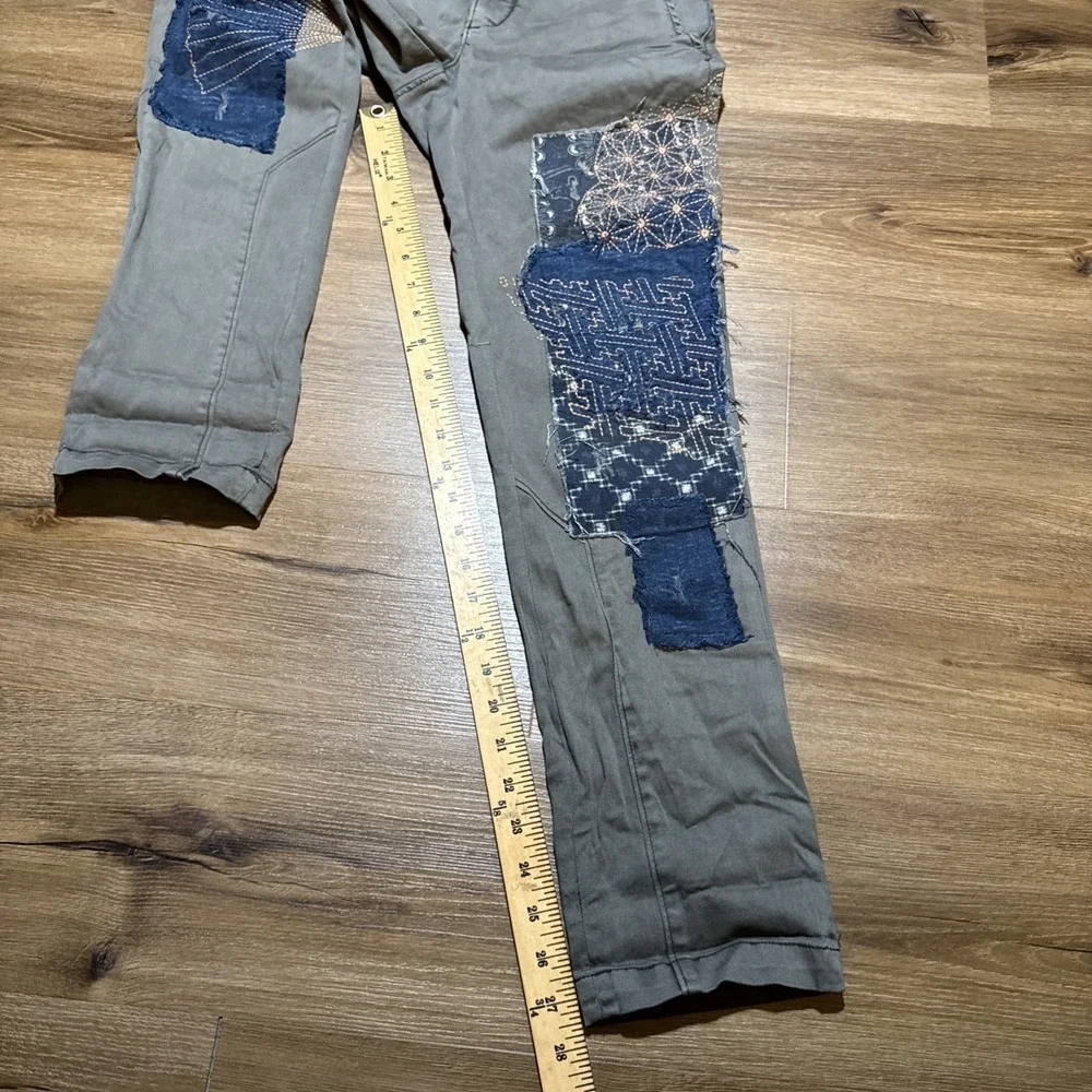 Pilcro Pants Womens 25 Petite 28" Hyphen Embroidered Patchwork Straight Leg Boho - Picture 11 of 13
